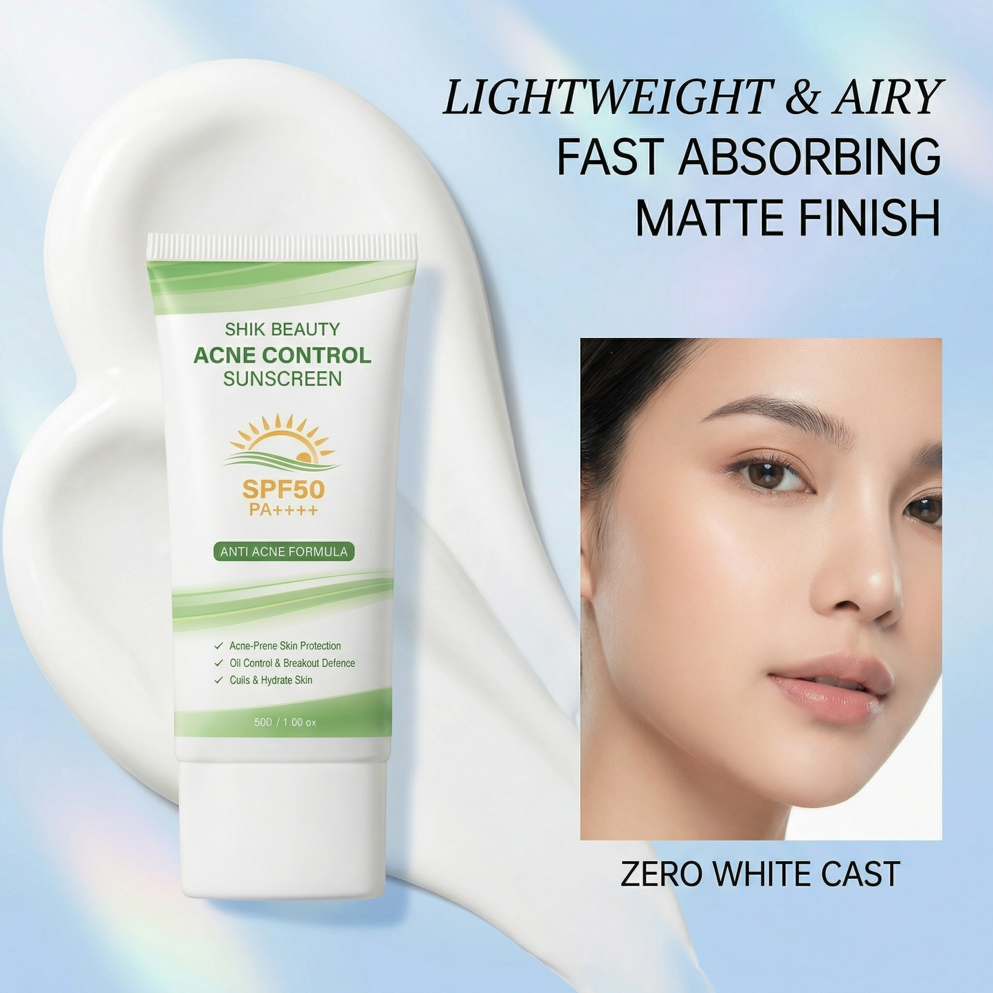 SHIK BEAUTY Anti-Acne Sunscreen SPF50 PA++++ – Oil Control Matte Finish 30g