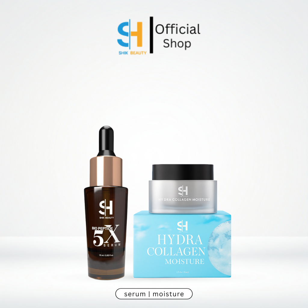 SHIK BEAUTY 2-in-1 Daily Hydration & Anti-Aging Set (Bio Peptide 5X Serum 15ml + Hydra Collagen Moisture 30g)