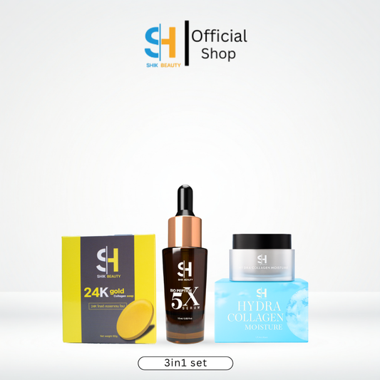 SHIK BEAUTY 3-in-1 Daily Glow Set – Soap + Peptide Serum + Moisture Cream