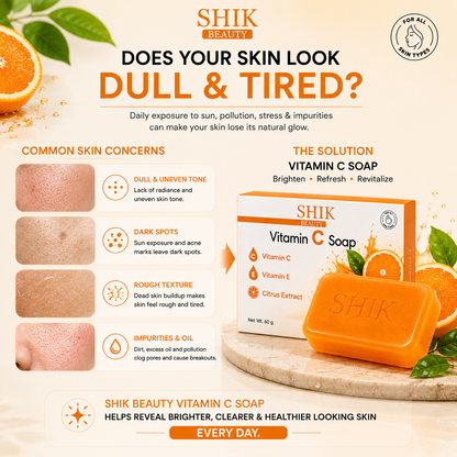 SHIK BEAUTY Vitamin C Soap (60g) — Brighten, Refresh, Revitalize Every Day