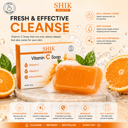 SHIK BEAUTY Vitamin C Soap (60g) — Brighten, Refresh, Revitalize Every Day