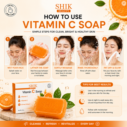 SHIK BEAUTY Vitamin C Soap (60g) — Brighten, Refresh, Revitalize Every Day