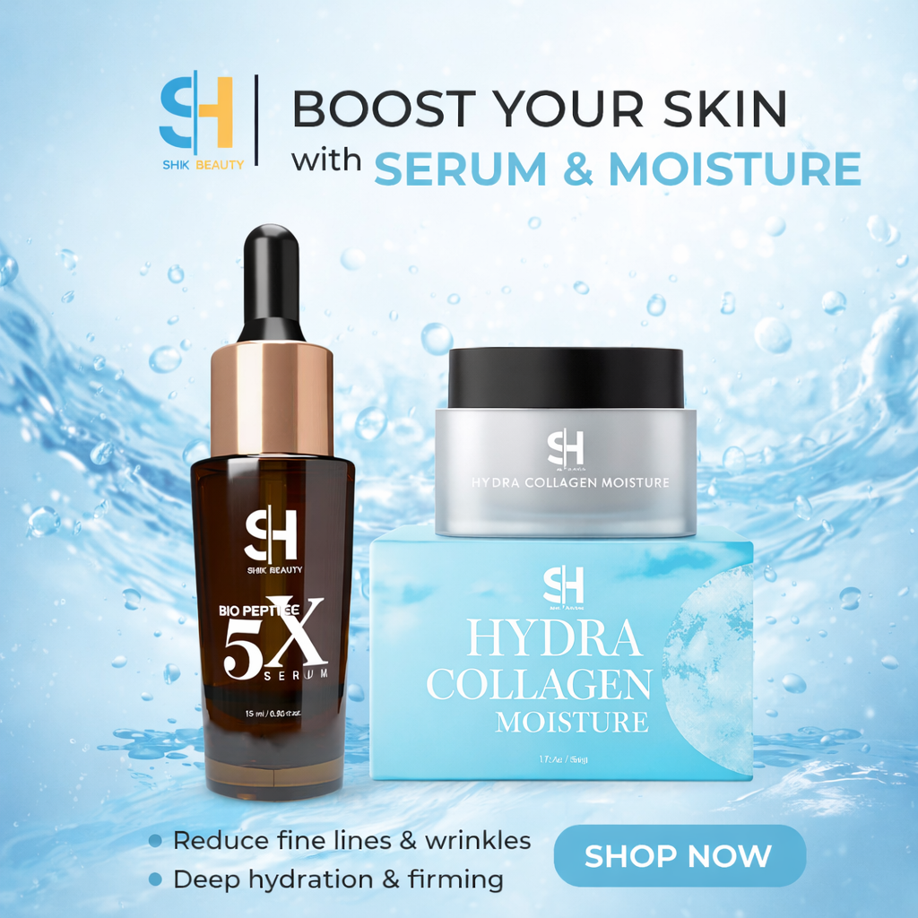 SHIK BEAUTY 2-in-1 Daily Hydration & Anti-Aging Set (Bio Peptide 5X Serum 15ml + Hydra Collagen Moisture 30g)