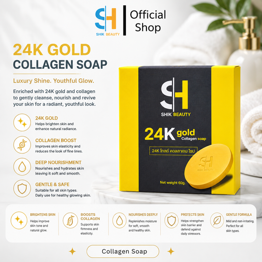 SHIK BEAUTY 24K Gold Collagen Soap – Gentle Facial Cleansing Bar 60g