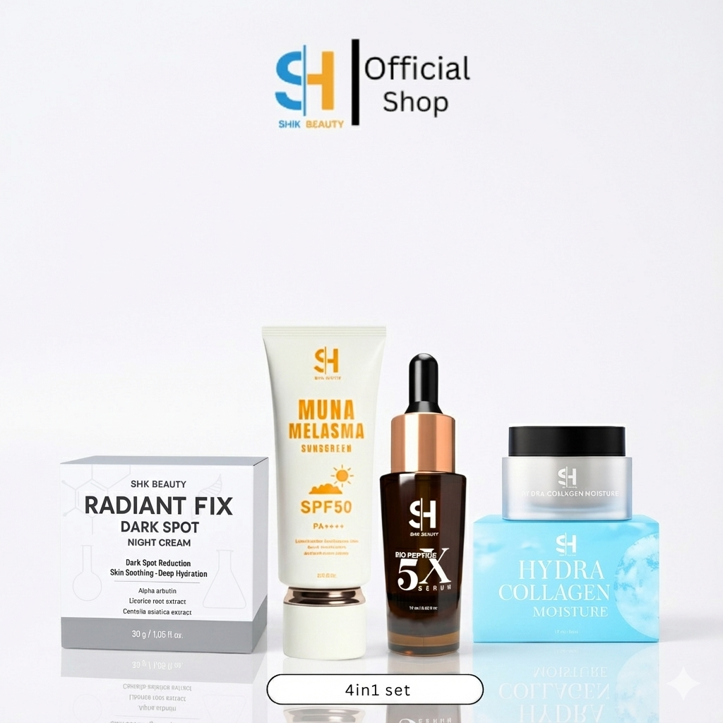 SHIK BEAUTY 4-in-1 AM & PM Skincare Set – Serum + Moisture + Sunscreen + Night Cream